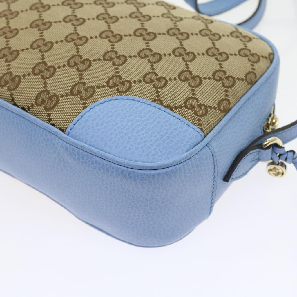 GUCCI GG Canvas Shoulder Bag Beige Light Blue 449413 56705A