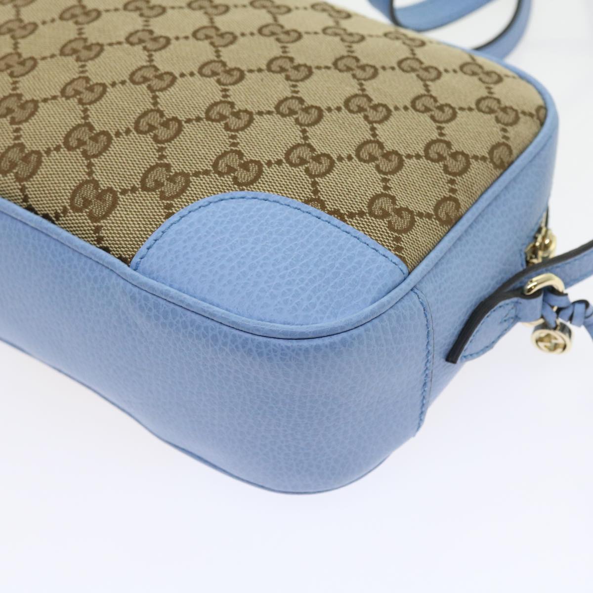 GUCCI GG Canvas Shoulder Bag Beige Light Blue 449413 56705A