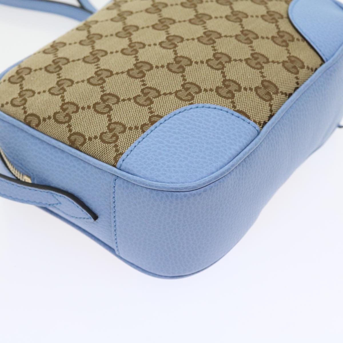 GUCCI GG Canvas Shoulder Bag Beige Light Blue 449413 56705A