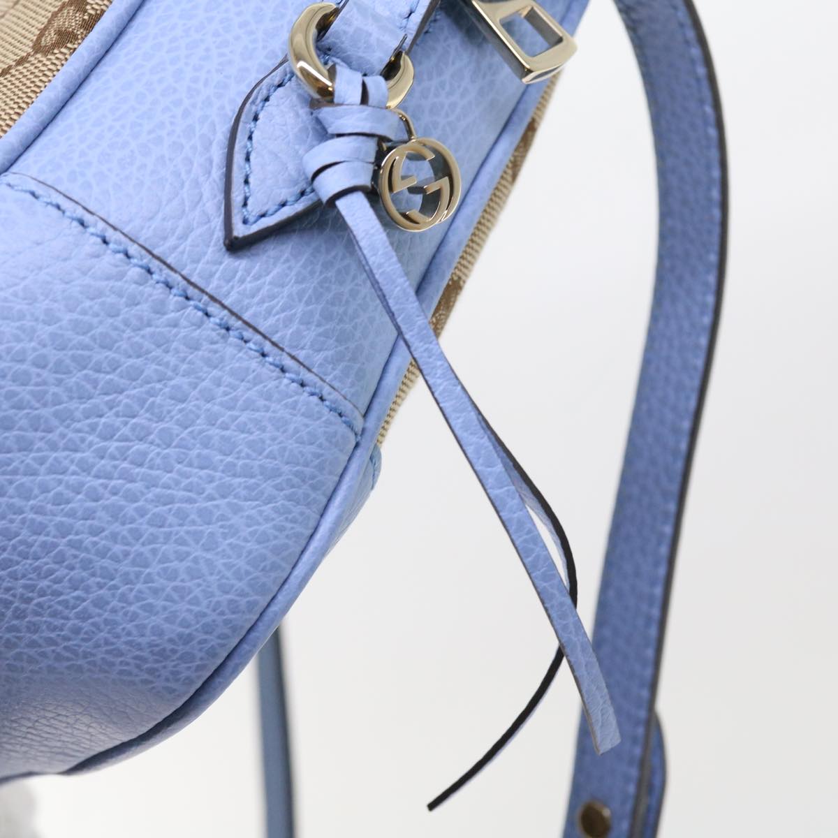 GUCCI GG Canvas Shoulder Bag Beige Light Blue 449413 56705A