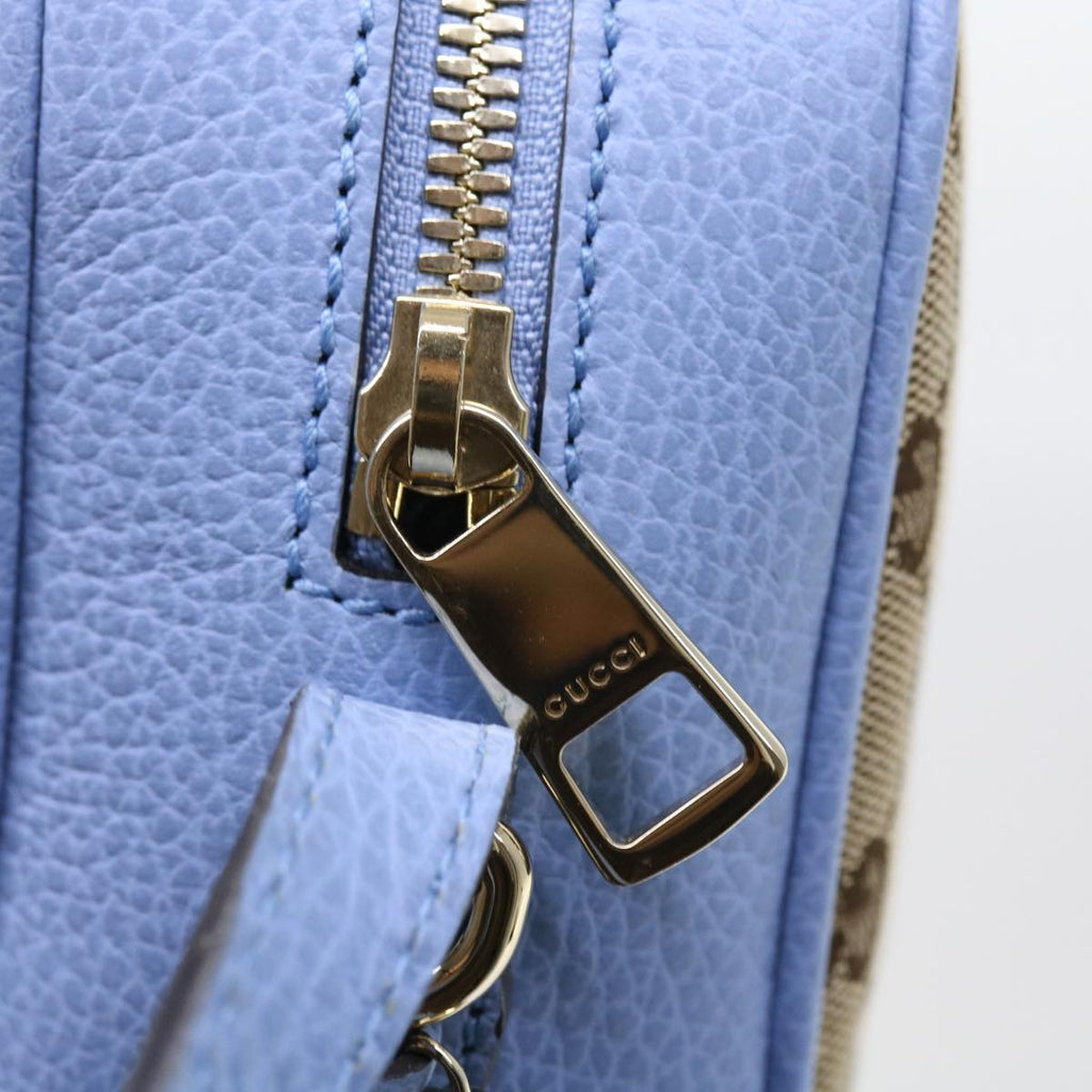 GUCCI GG Canvas Shoulder Bag Beige Light Blue 449413 56705A