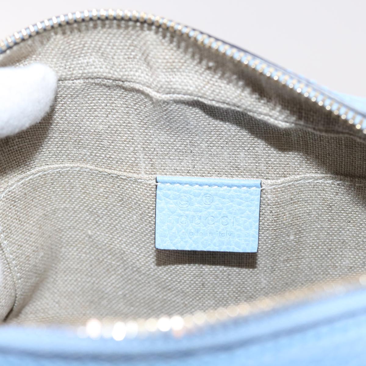GUCCI GG Canvas Shoulder Bag Beige Light Blue 449413 56705A