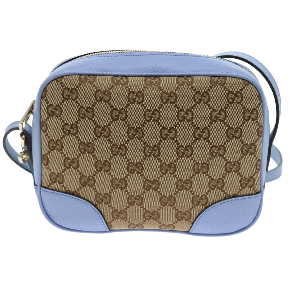 GUCCI GG Canvas Shoulder Bag Beige Light Blue 449413 56705A