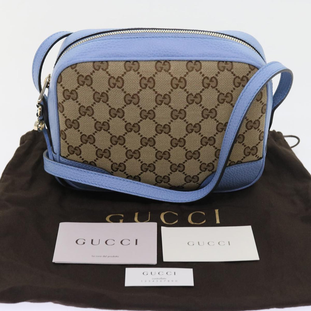 GUCCI GG Canvas Shoulder Bag Beige Light Blue 449413 56705A