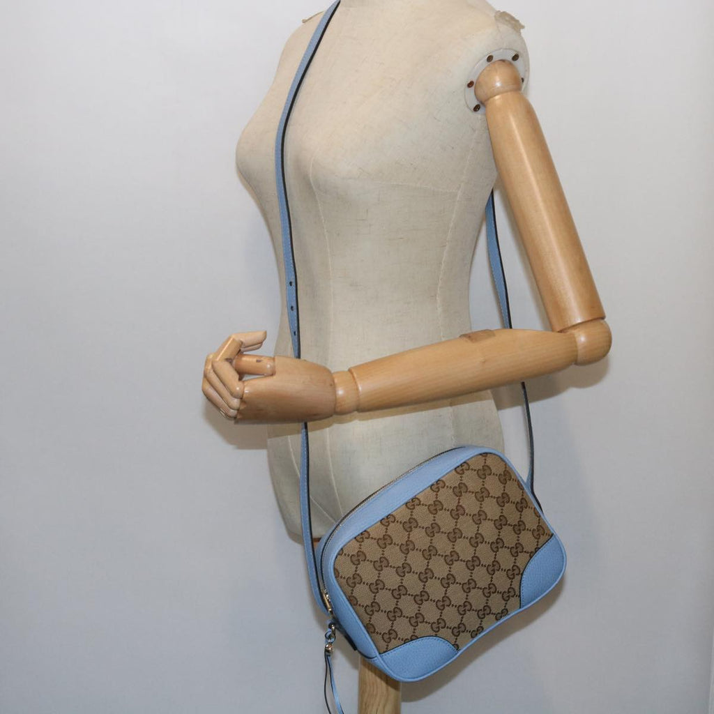 GUCCI GG Canvas Shoulder Bag Beige Light Blue 449413 56705A