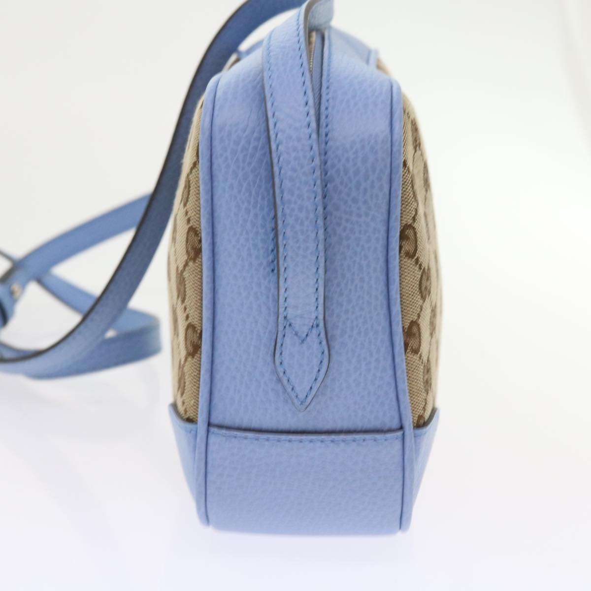 GUCCI GG Canvas Shoulder Bag Beige Light Blue 449413 56705A