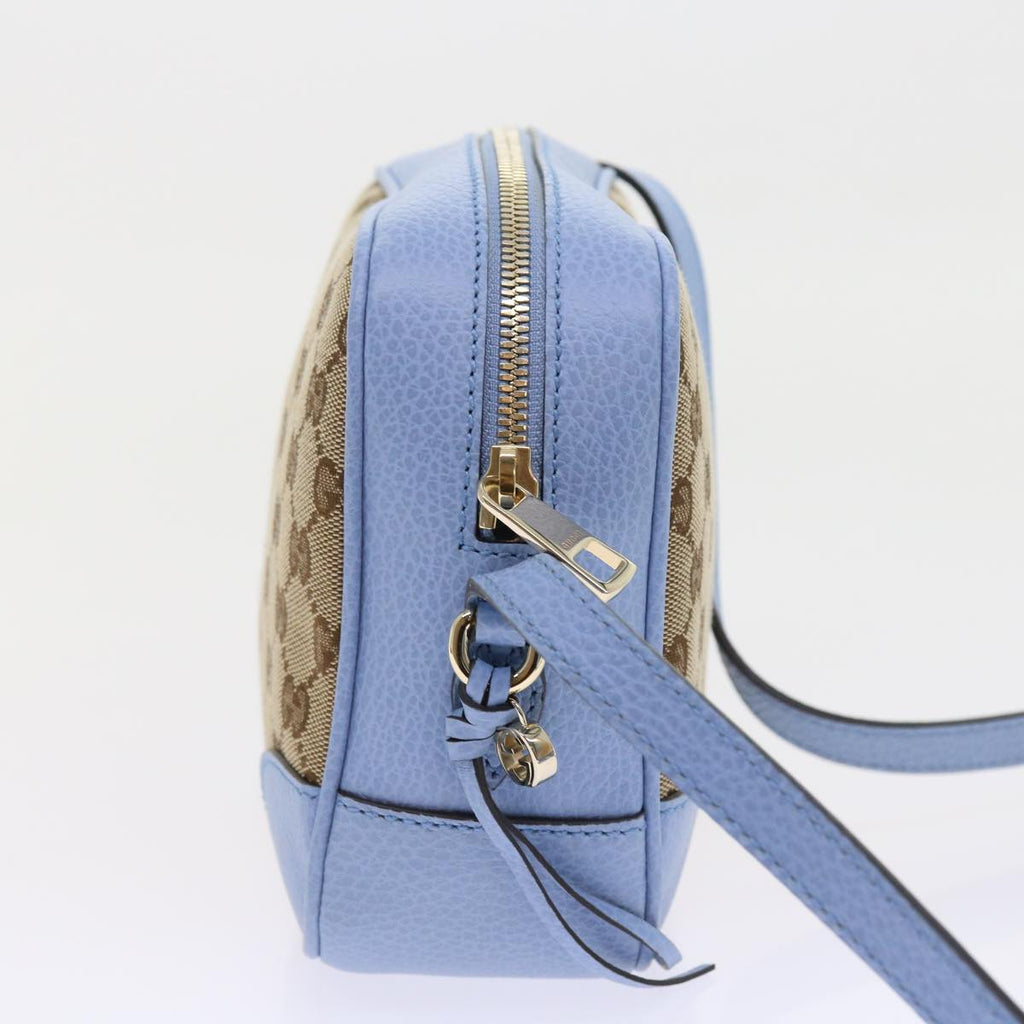 GUCCI GG Canvas Shoulder Bag Beige Light Blue 449413 56705A