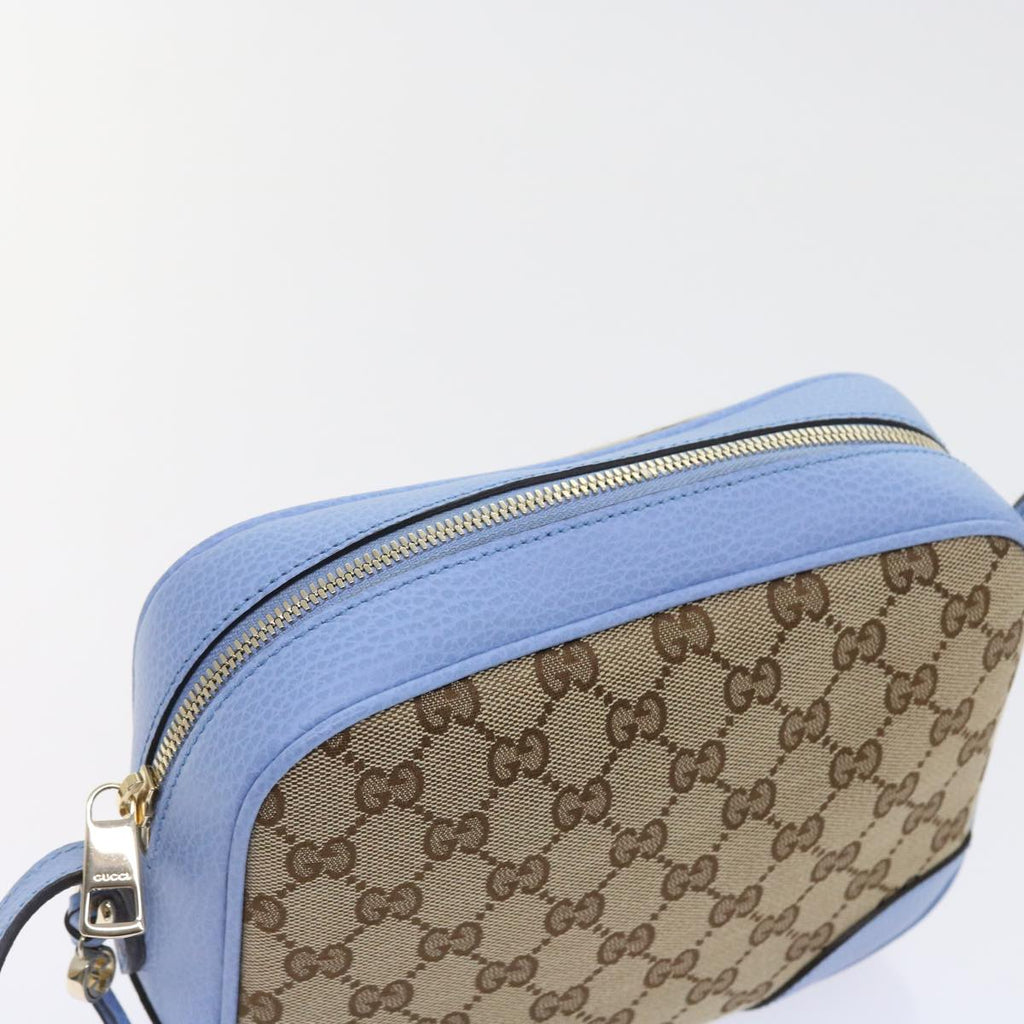 GUCCI GG Canvas Shoulder Bag Beige Light Blue 449413 56705A