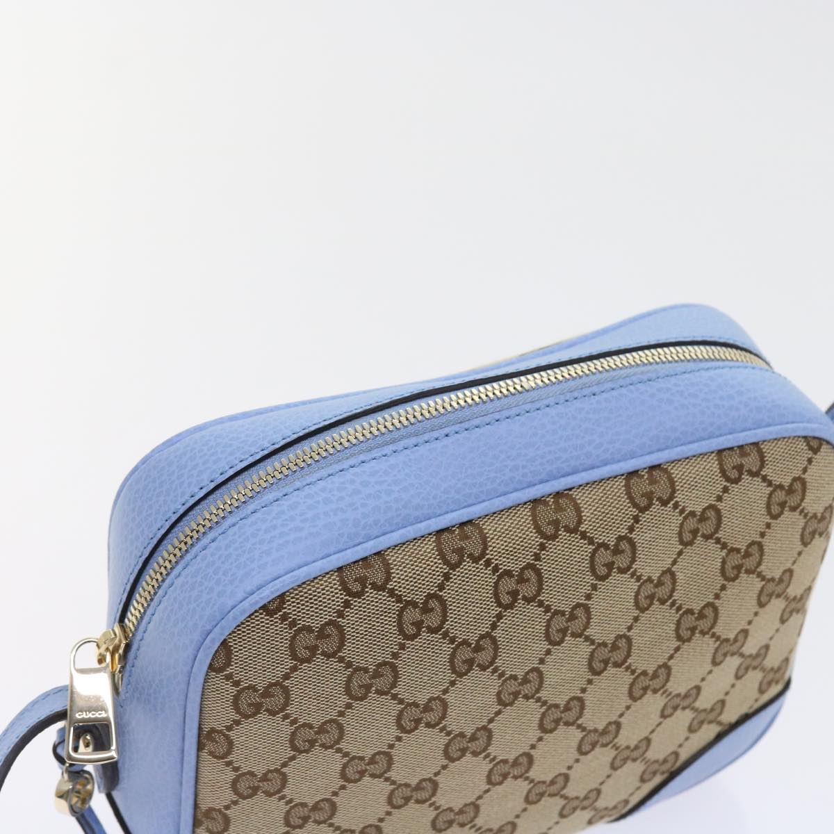 GUCCI GG Canvas Shoulder Bag Beige Light Blue 449413 56705A