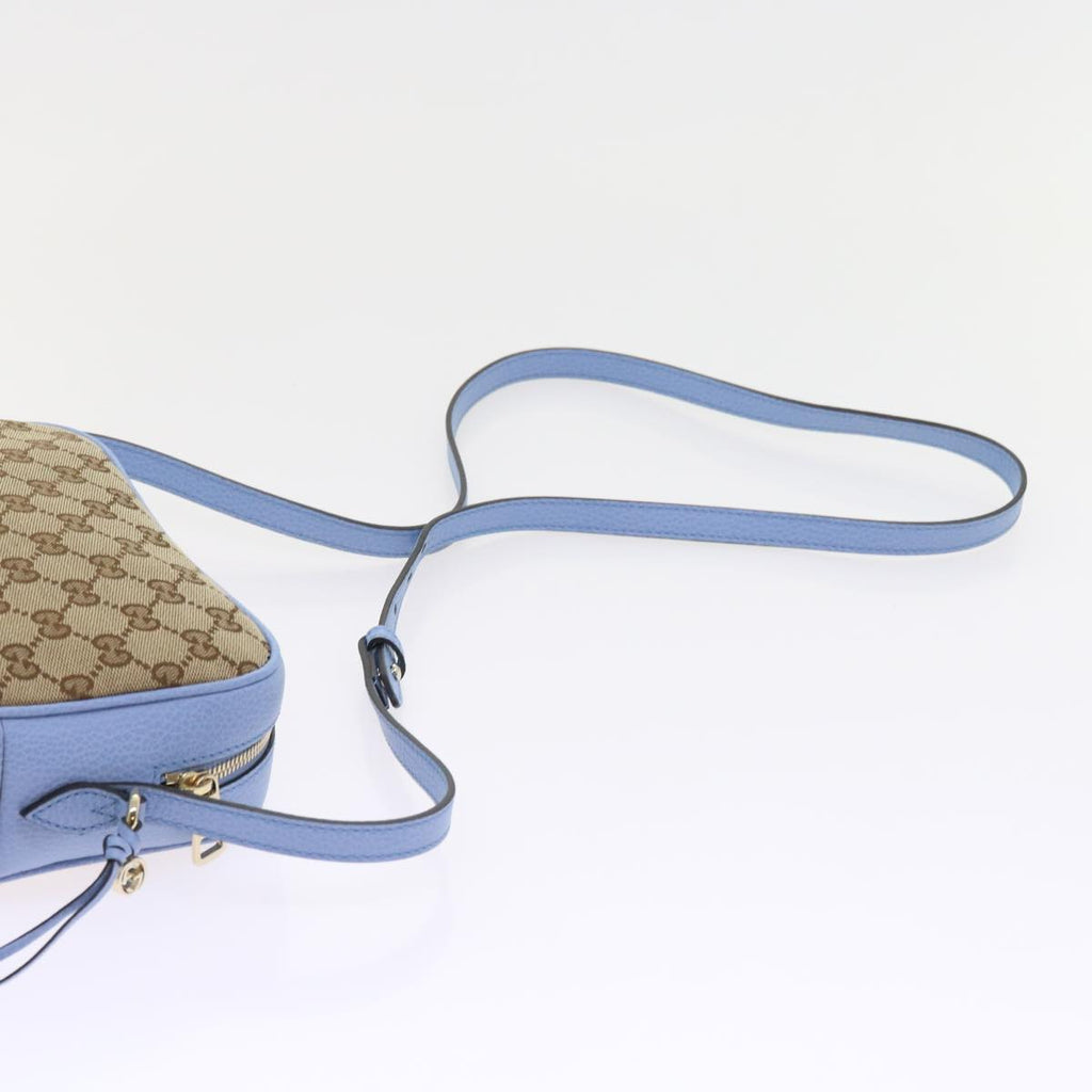 GUCCI GG Canvas Shoulder Bag Beige Light Blue 449413 56705A