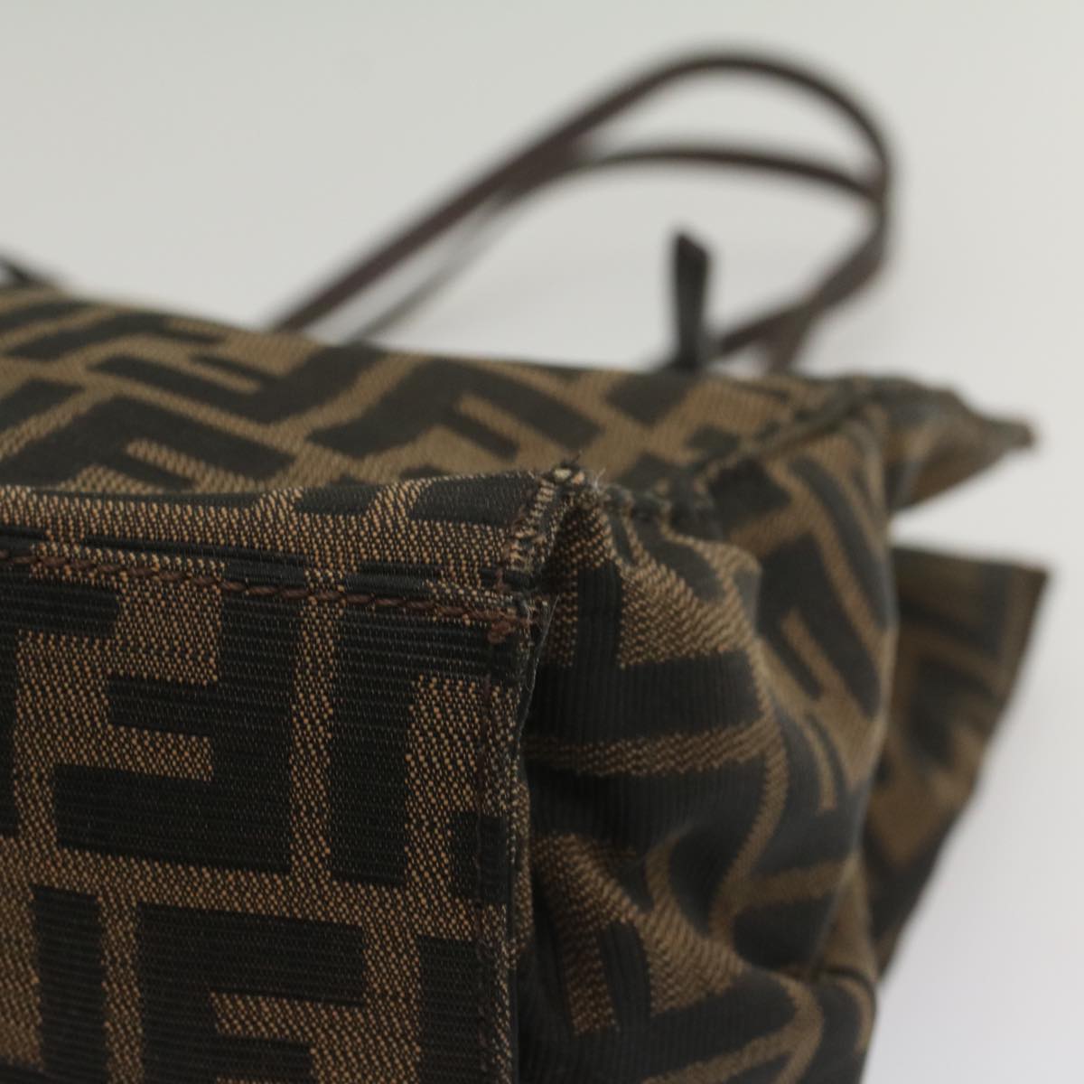 FENDI Zucca Canvas Shoulder Bag Black Brown 56759