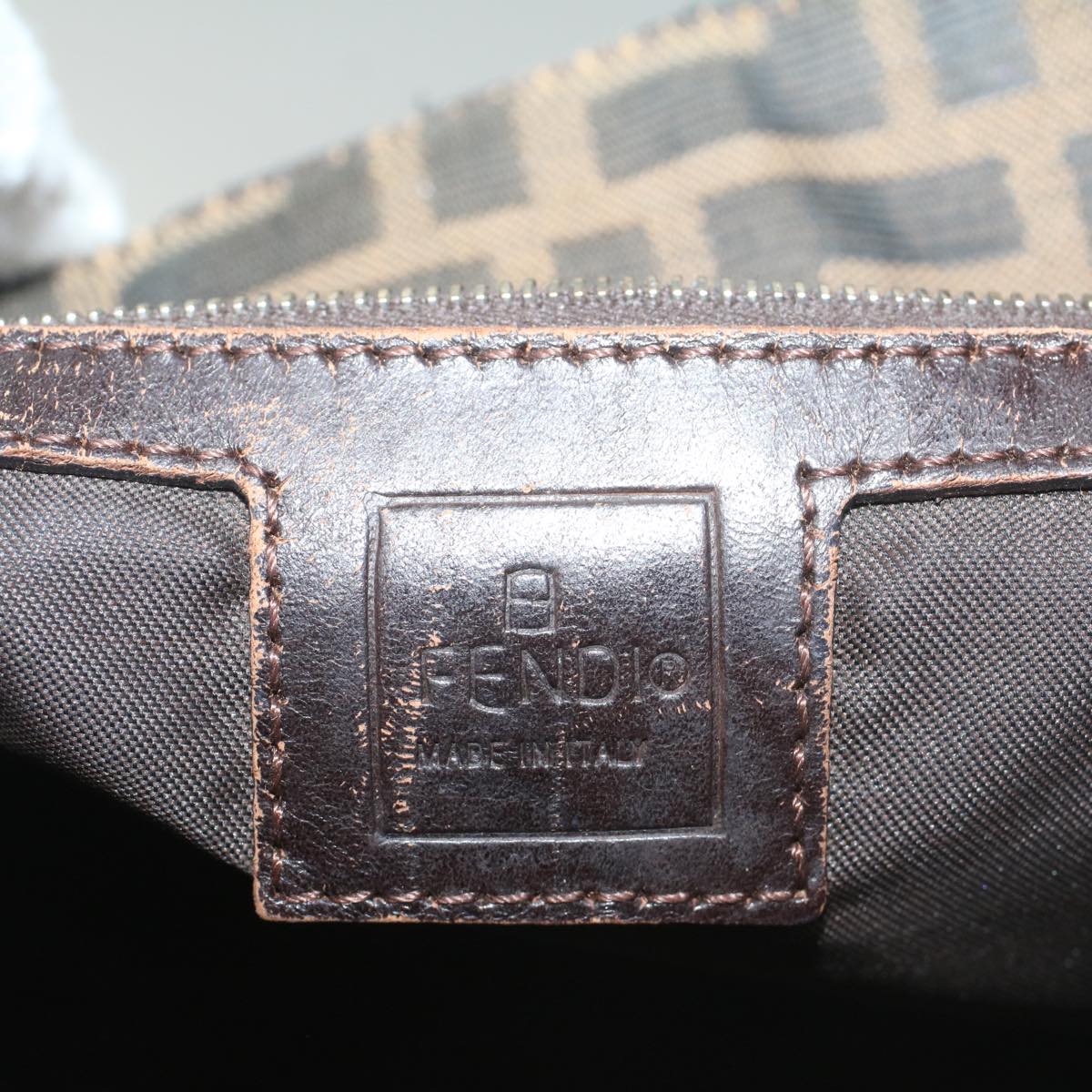 FENDI Zucca Canvas Shoulder Bag Black Brown 56759