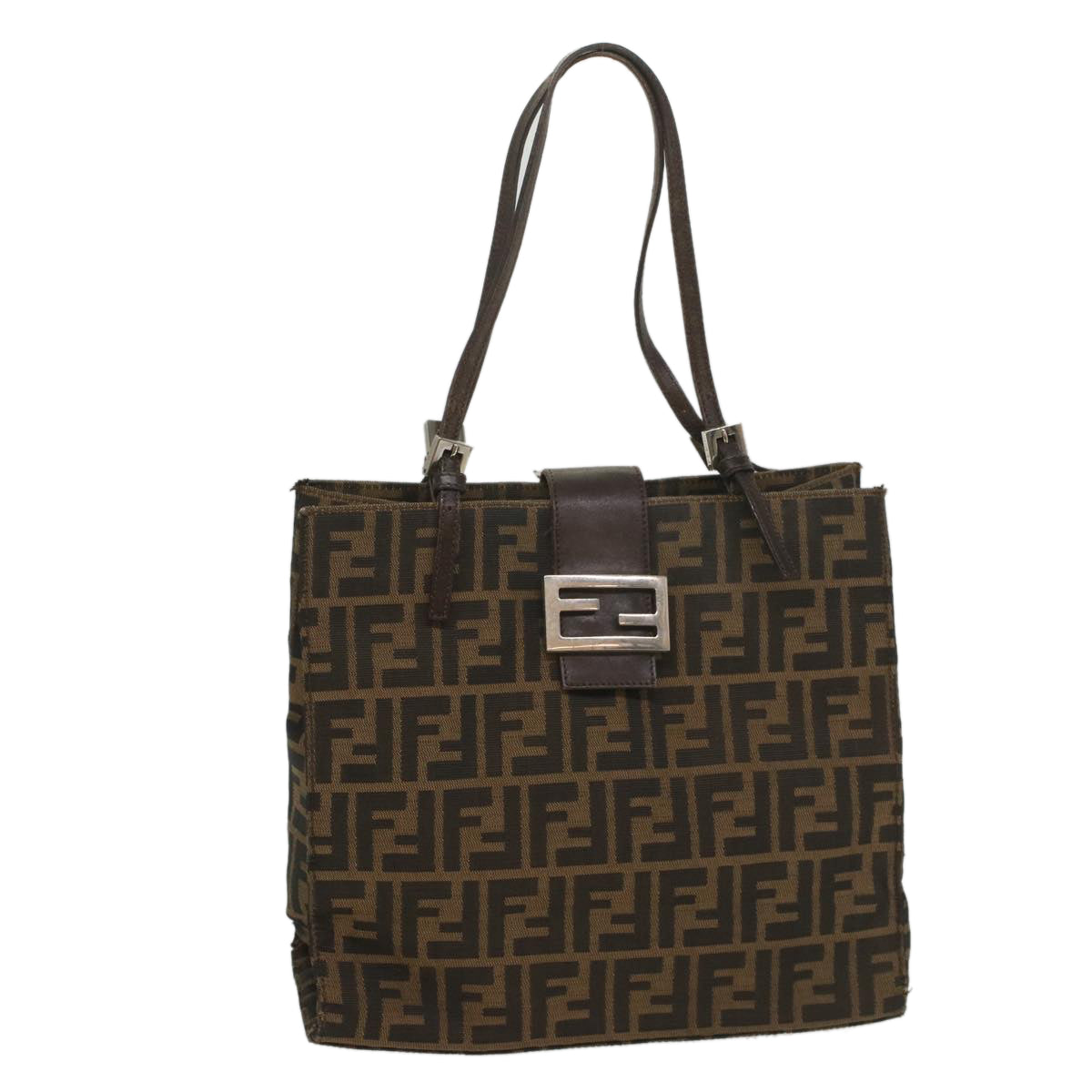 FENDI Zucca Canvas Shoulder Bag Black Brown 56759