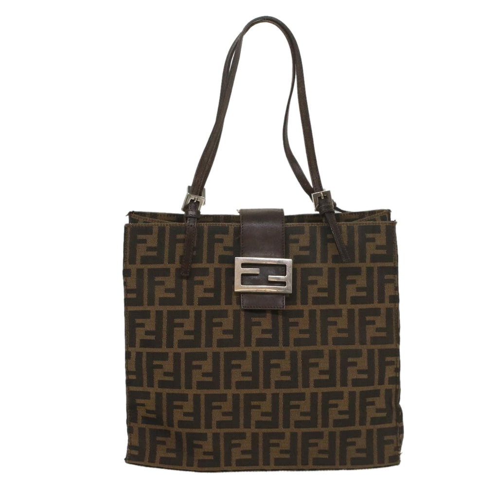 FENDI Zucca Canvas Shoulder Bag Black Brown 56759