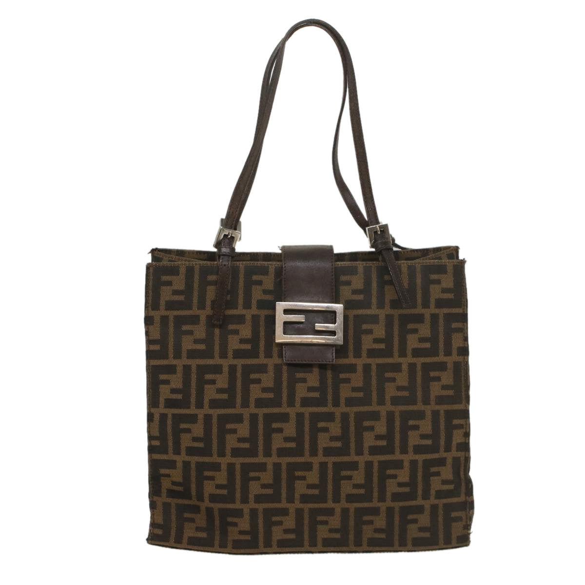 FENDI Zucca Canvas Shoulder Bag Black Brown 56759