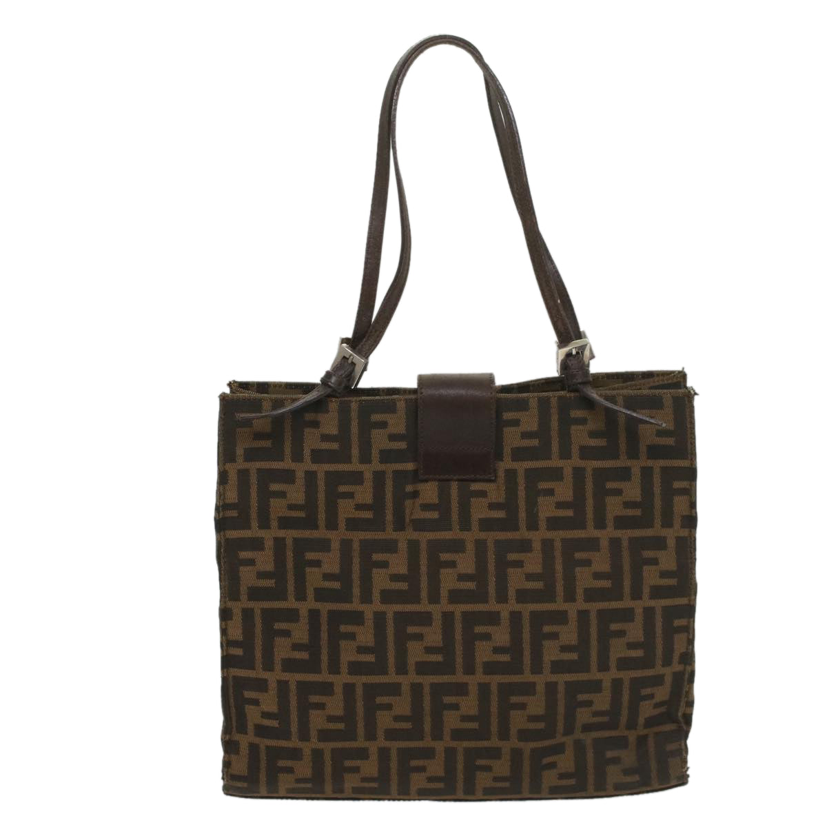 FENDI Zucca Canvas Shoulder Bag Black Brown 56759