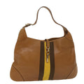 GUCCI Sherry Line Jackie Shoulder Bag Leather Brown Yellow 001 4312 56760