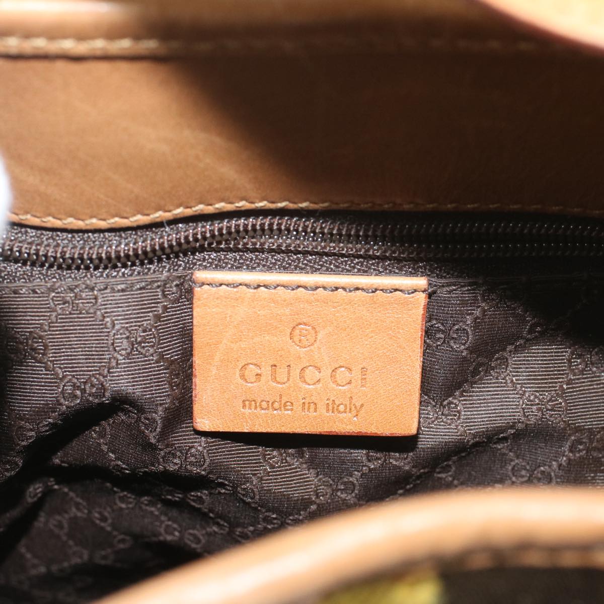 GUCCI Sherry Line Jackie Shoulder Bag Leather Brown Yellow 001 4312 56760