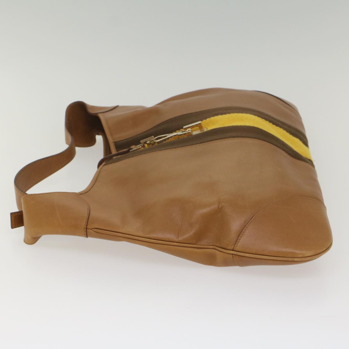 GUCCI Sherry Line Jackie Shoulder Bag Leather Brown Yellow 001 4312 56760