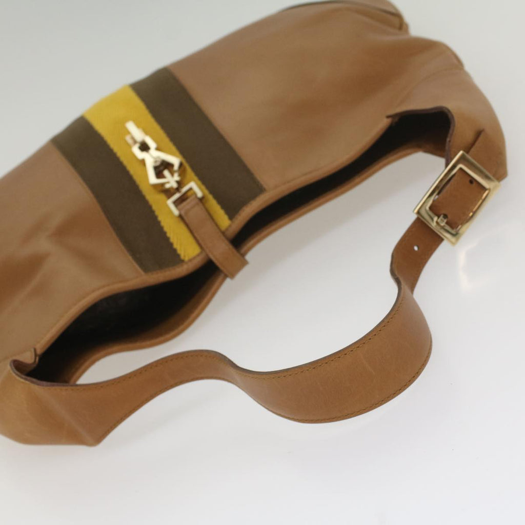 GUCCI Sherry Line Jackie Shoulder Bag Leather Brown Yellow 001 4312 56760