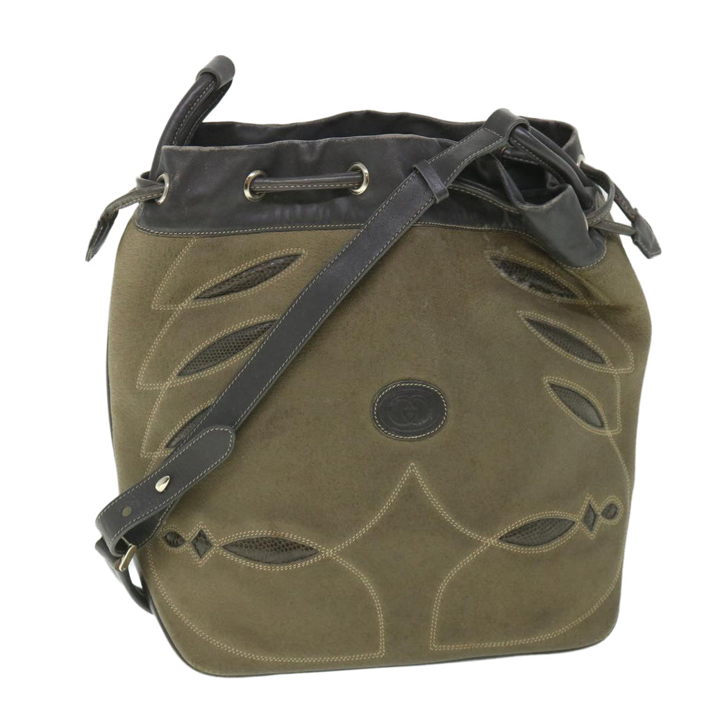 GUCCI Shoulder Bag Leather Khaki Gray 56761