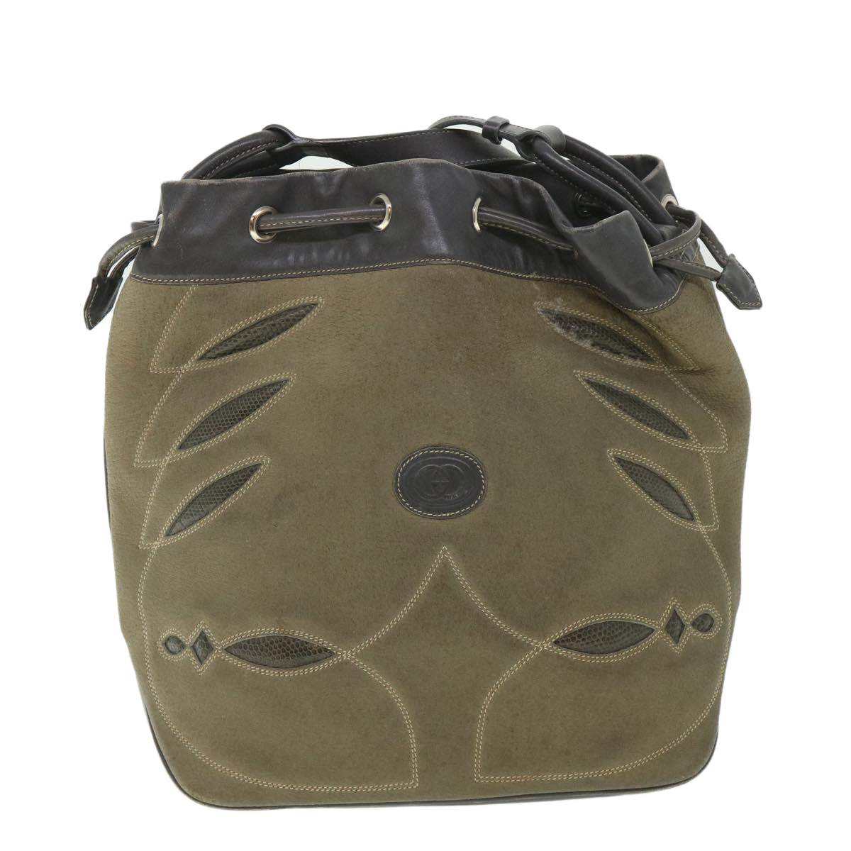 GUCCI Shoulder Bag Leather Khaki Gray 56761