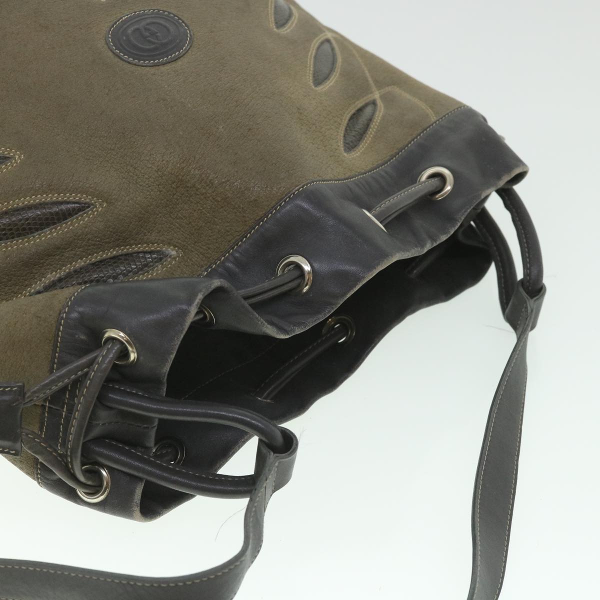 GUCCI Shoulder Bag Leather Khaki Gray 56761