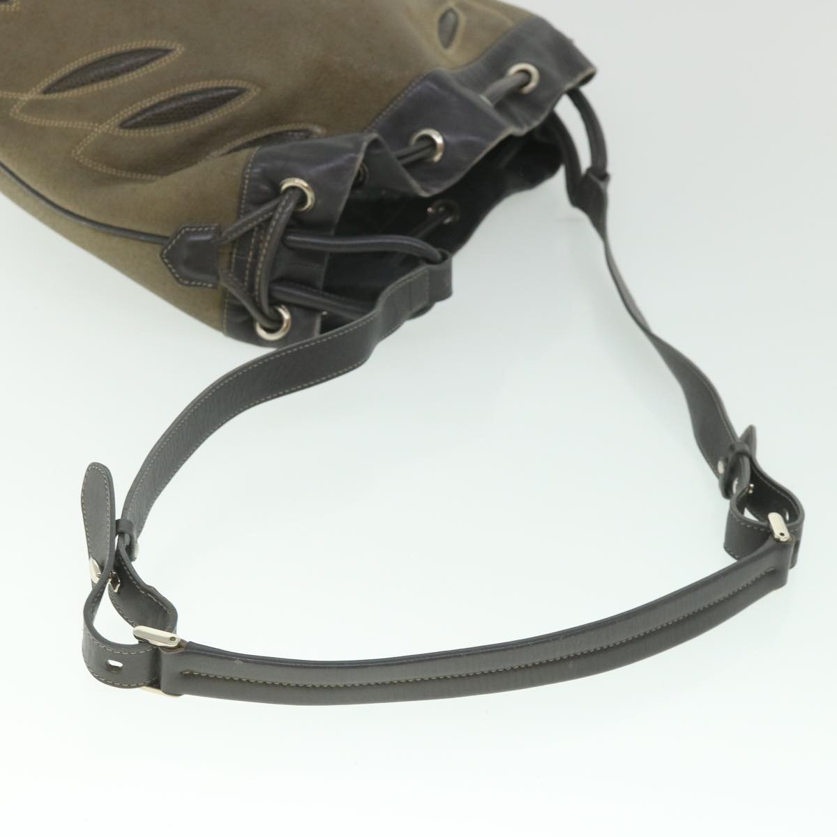 GUCCI Shoulder Bag Leather Khaki Gray 56761