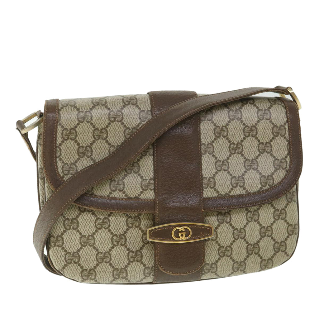 GUCCI GG Supreme Shoulder Bag PVC Leather Beige 56773
