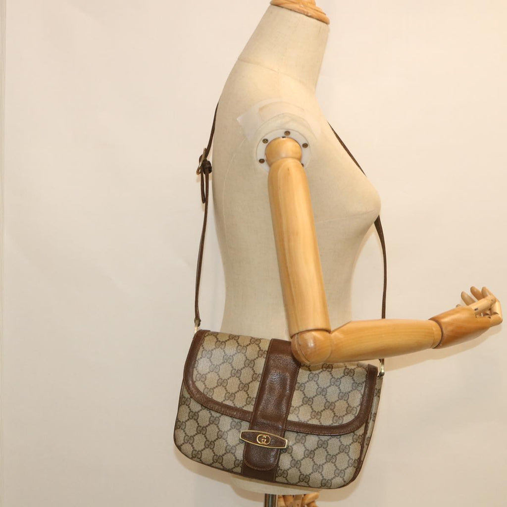 GUCCI GG Supreme Shoulder Bag PVC Leather Beige 56773