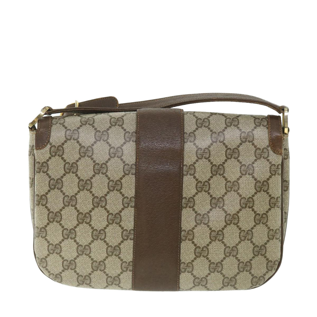 GUCCI GG Supreme Shoulder Bag PVC Leather Beige 56773
