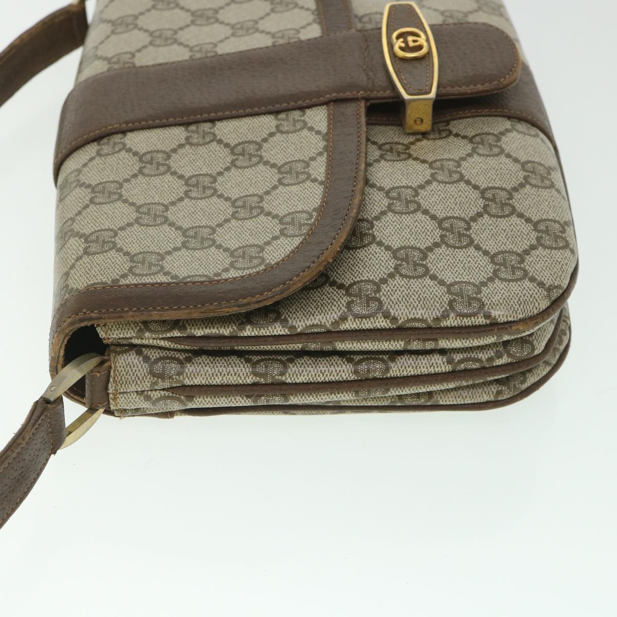 GUCCI GG Supreme Shoulder Bag PVC Leather Beige 56773