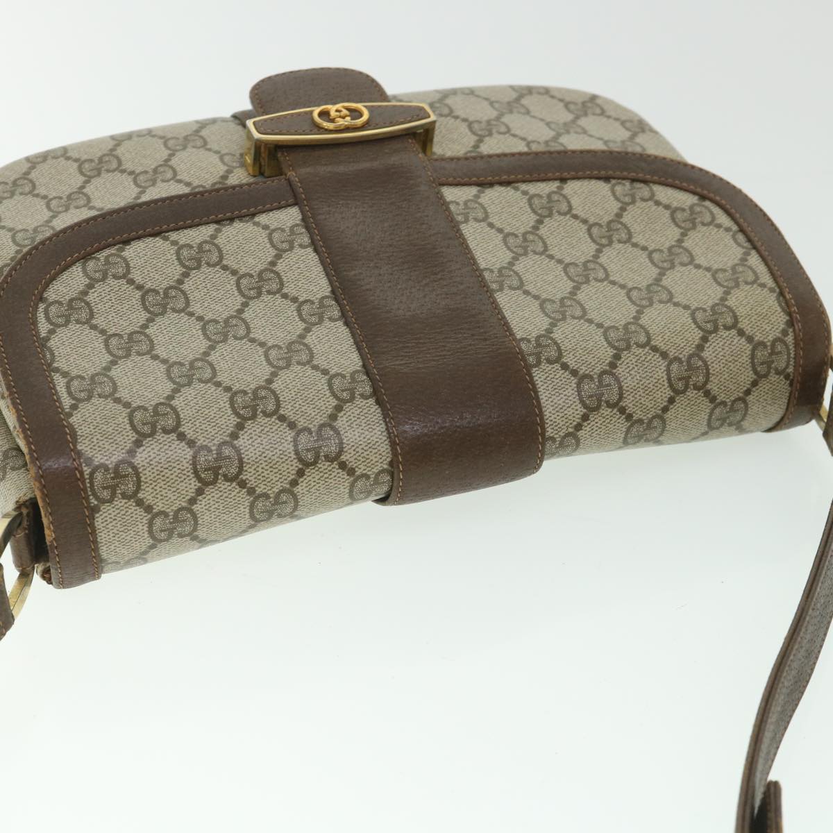 GUCCI GG Supreme Shoulder Bag PVC Leather Beige 56773