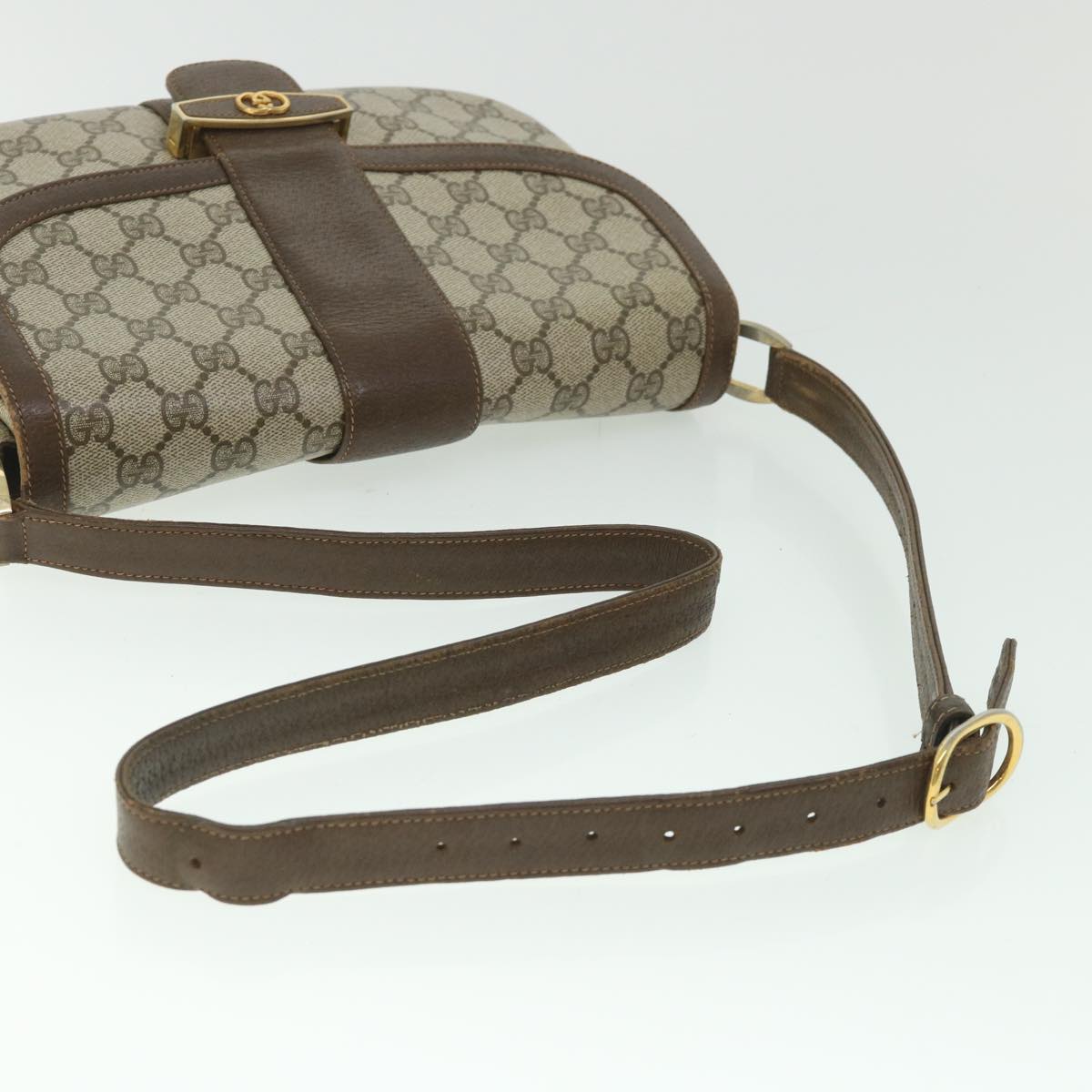 GUCCI GG Supreme Shoulder Bag PVC Leather Beige 56773
