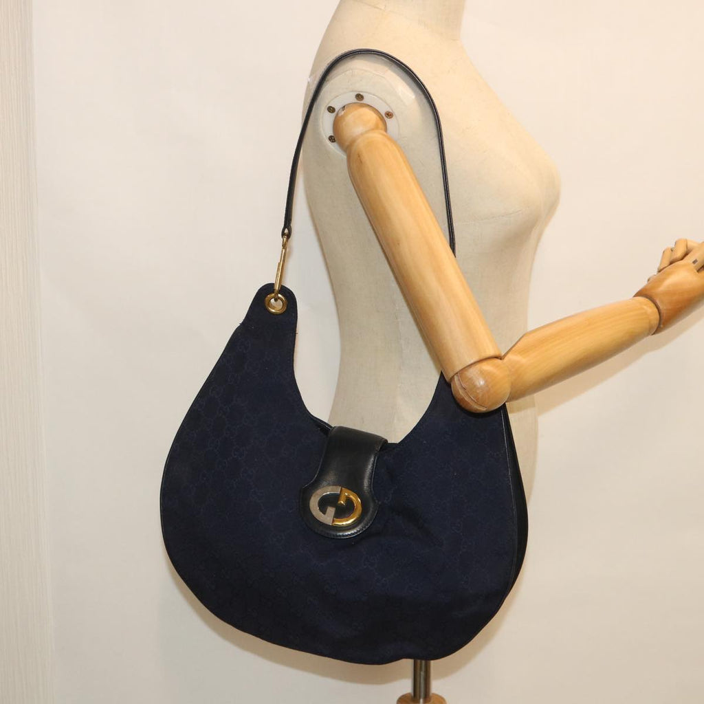 GUCCI GG Canvas Shoulder Bag Navy 56776