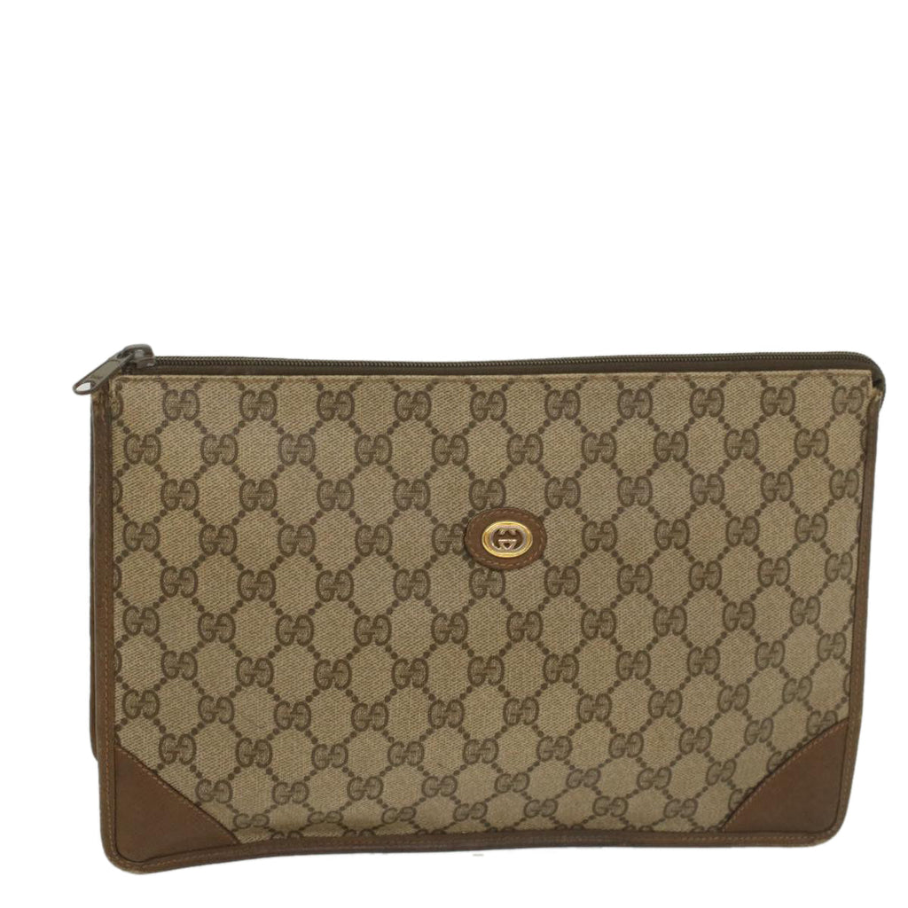 GUCCI GG Supreme Clutch Bag PVC Leather Beige 89 01 029 56777