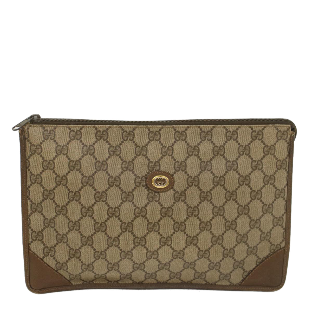 GUCCI GG Supreme Clutch Bag PVC Leather Beige 89 01 029 56777