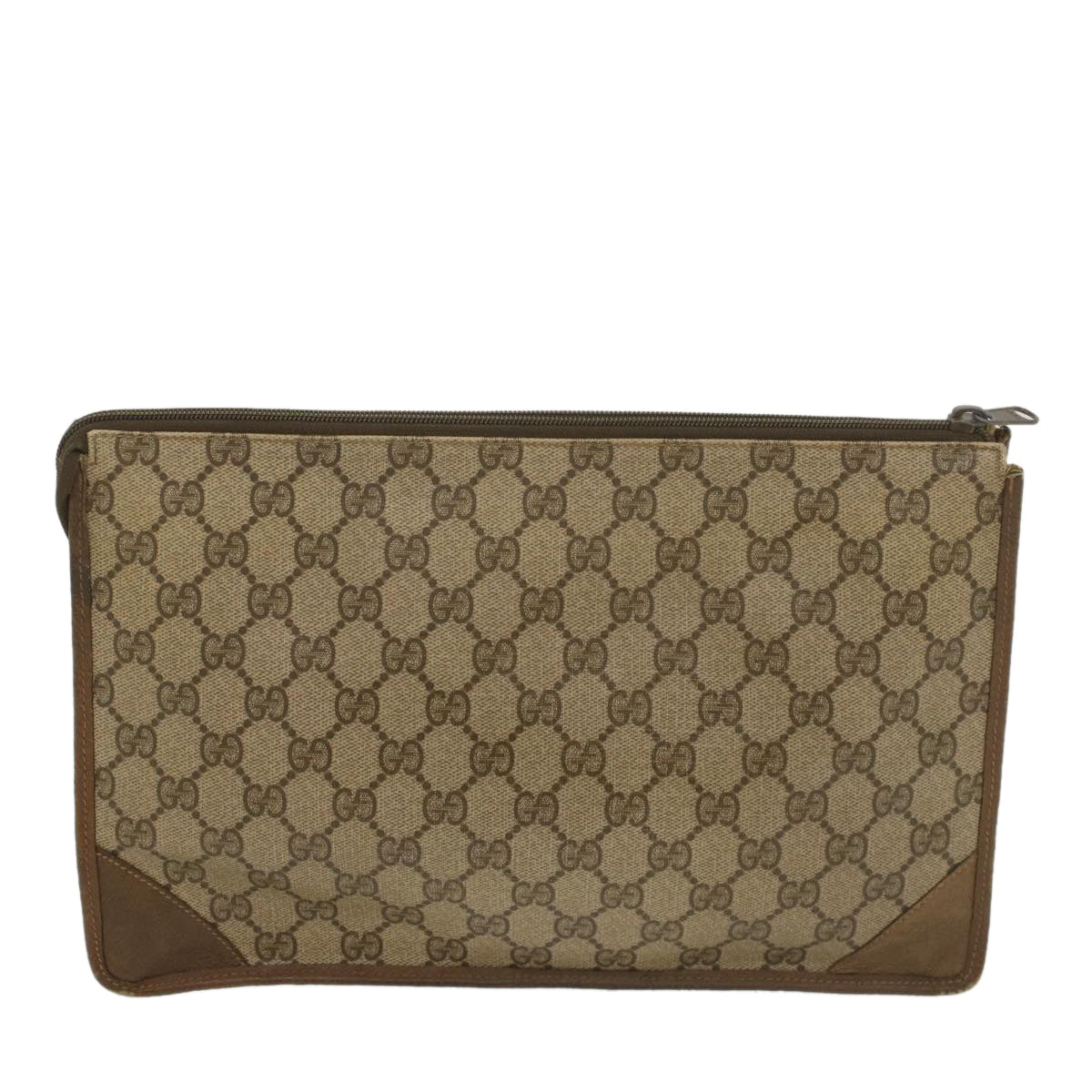 GUCCI GG Supreme Clutch Bag PVC Leather Beige 89 01 029 56777