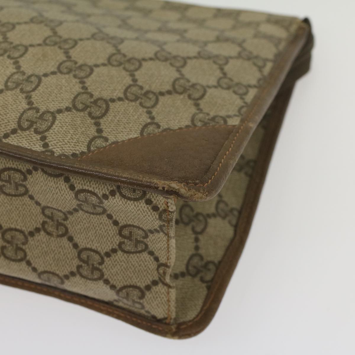 GUCCI GG Supreme Clutch Bag PVC Leather Beige 89 01 029 56777