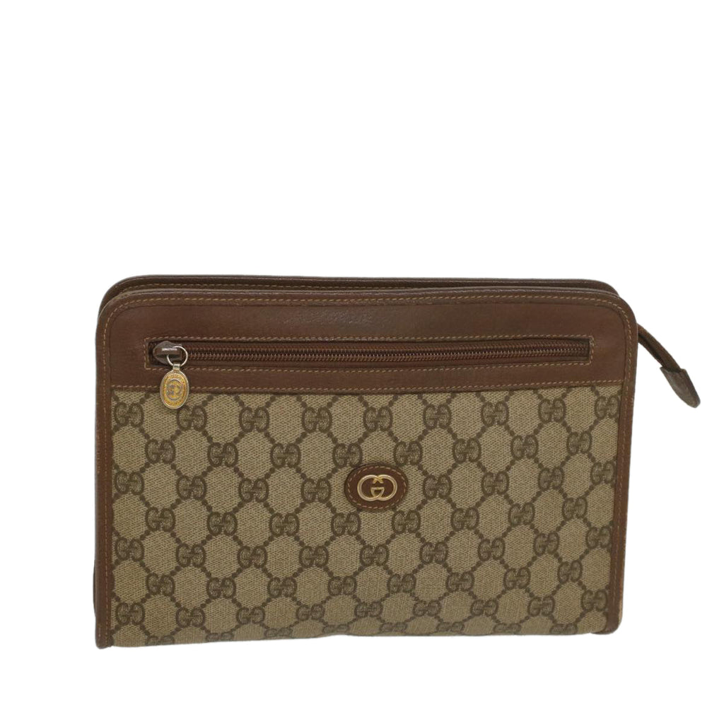 GUCCI GG Supreme Clutch Bag PVC Leather Beige 014 122 6063 56780
