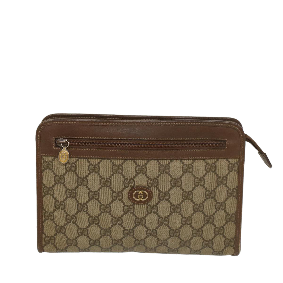 GUCCI GG Supreme Clutch Bag PVC Leather Beige 014 122 6063 56780