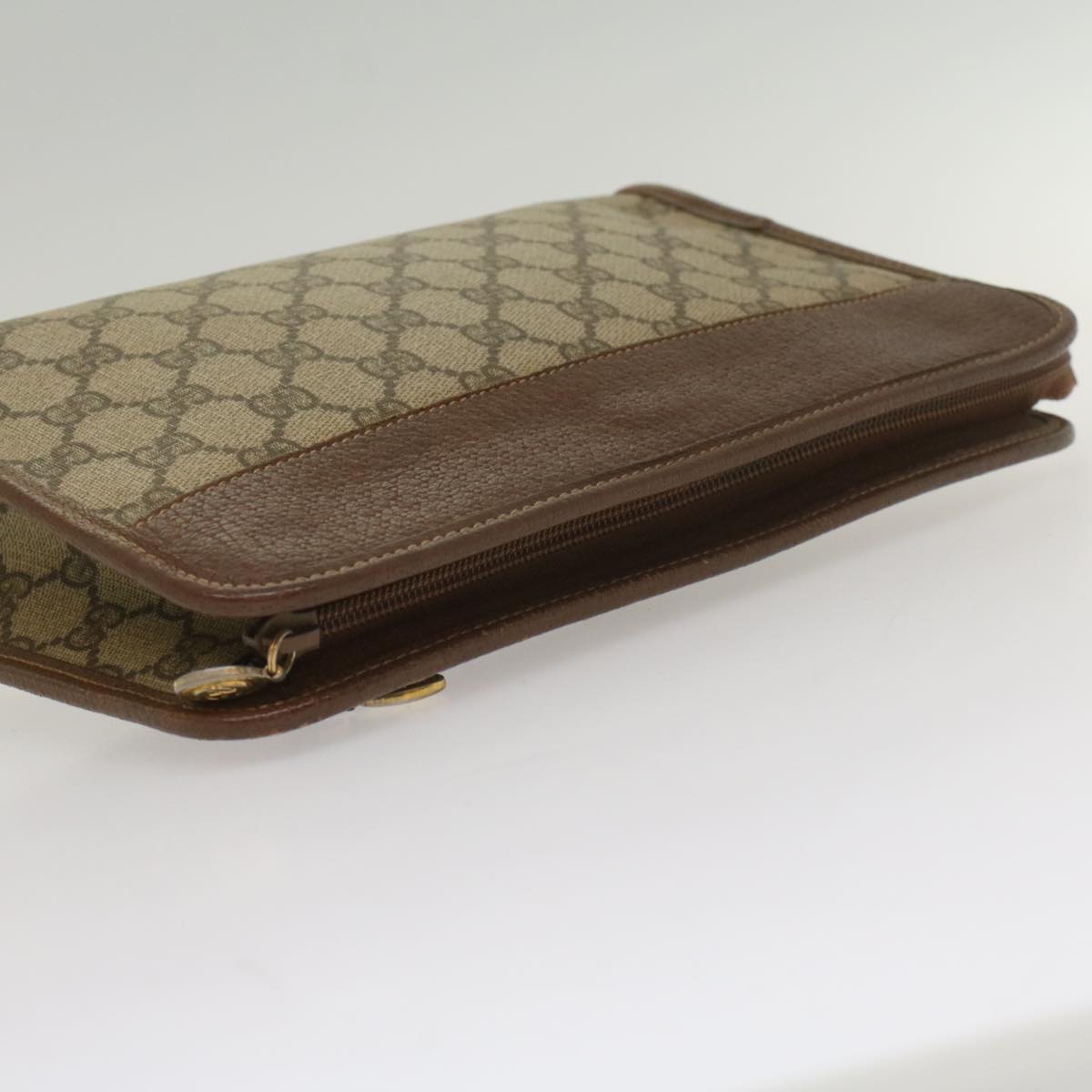 GUCCI GG Supreme Clutch Bag PVC Leather Beige 014 122 6063 56780