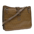 FENDI Zucchino Canvas Shoulder Bag Brown 56785