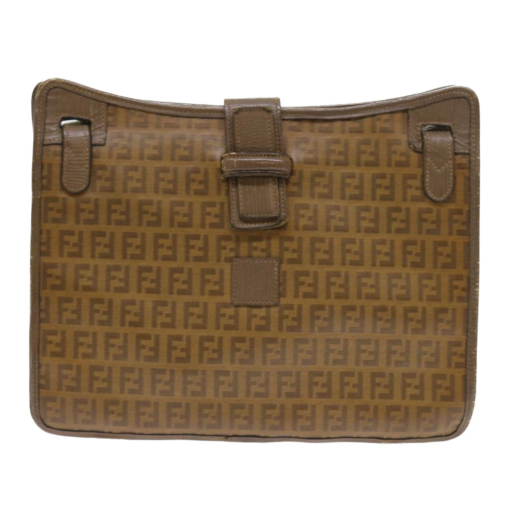 FENDI Zucchino Canvas Shoulder Bag Brown 56785