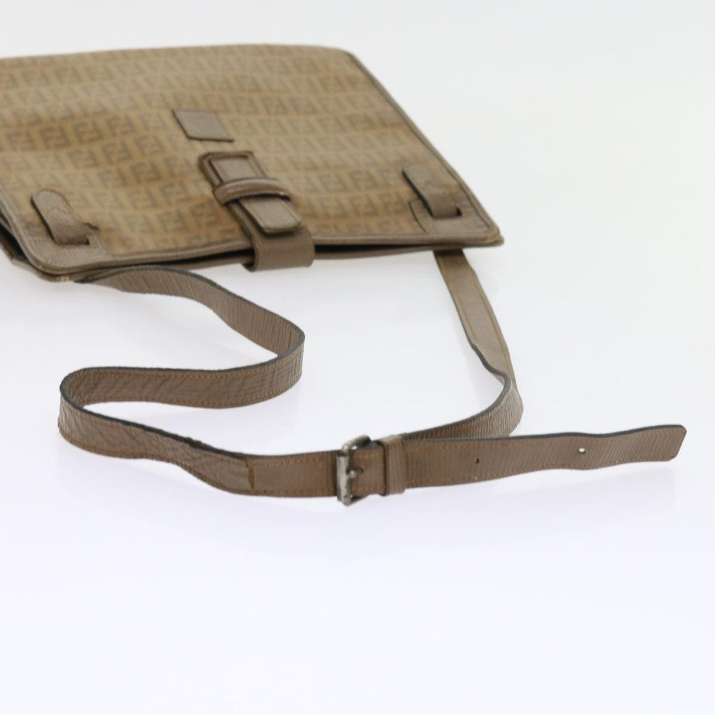 FENDI Zucchino Canvas Shoulder Bag Brown 56785