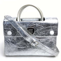 Christian Dior Handbag leather Metallic Silver DIOREVER Women Used