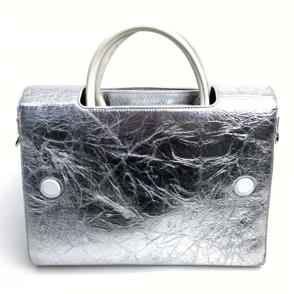 Christian Dior Handbag leather Metallic Silver DIOREVER Women Used