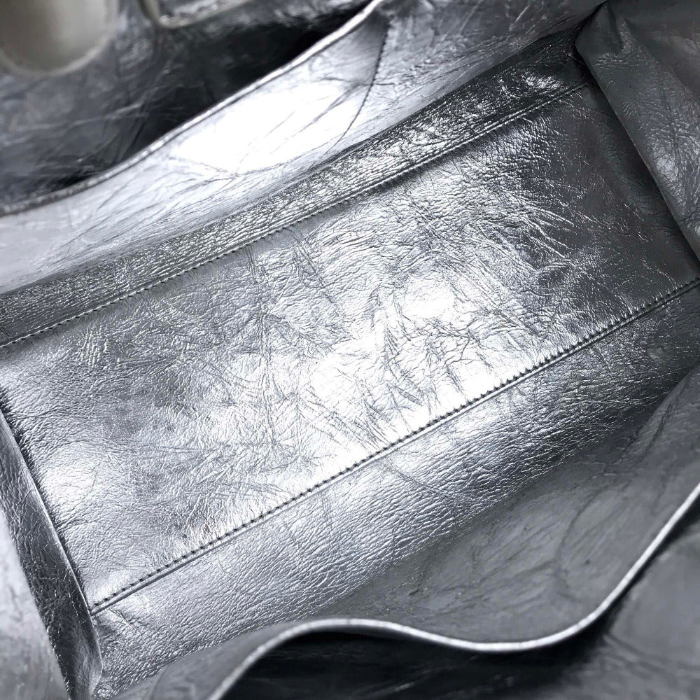 Christian Dior Handbag leather Metallic Silver DIOREVER Women Used