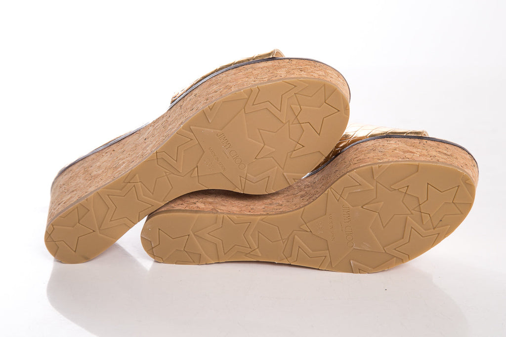 Jimmy Choo Metallic Gold Wedge SZ 36.5