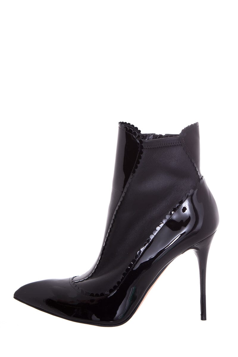 Alexander McQueen Black Wingtip Detail Booties SZ 40.5